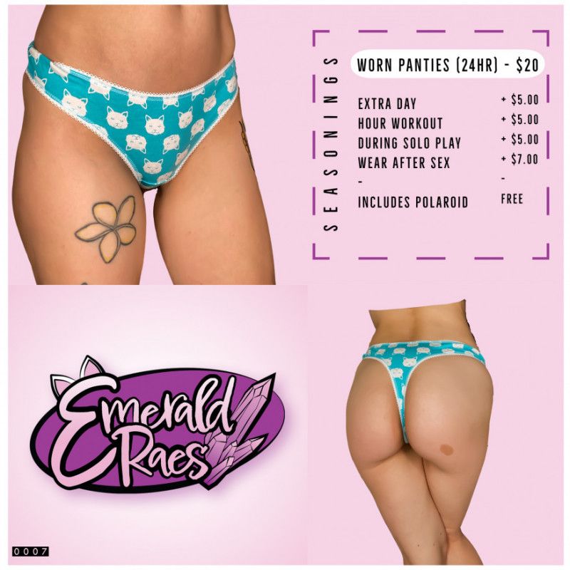 Teal and white kitty thong