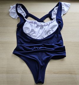 Blue and white maid onesie