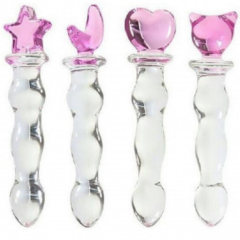 4 beautiful glass dildos