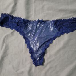 Blue Lace Thong Panties VS