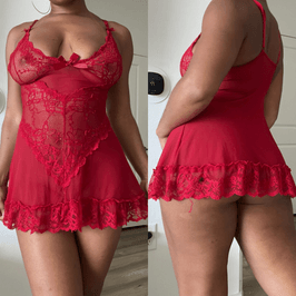 Worn Red Lace Lingerie