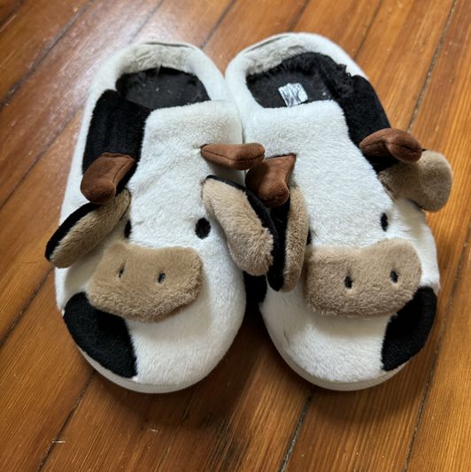 Fuzzy Filthy Cow Slippers