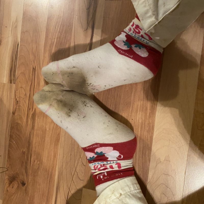 Filthy Worn Strawberry Socks