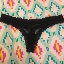 Worn Black Panties with pussy juice