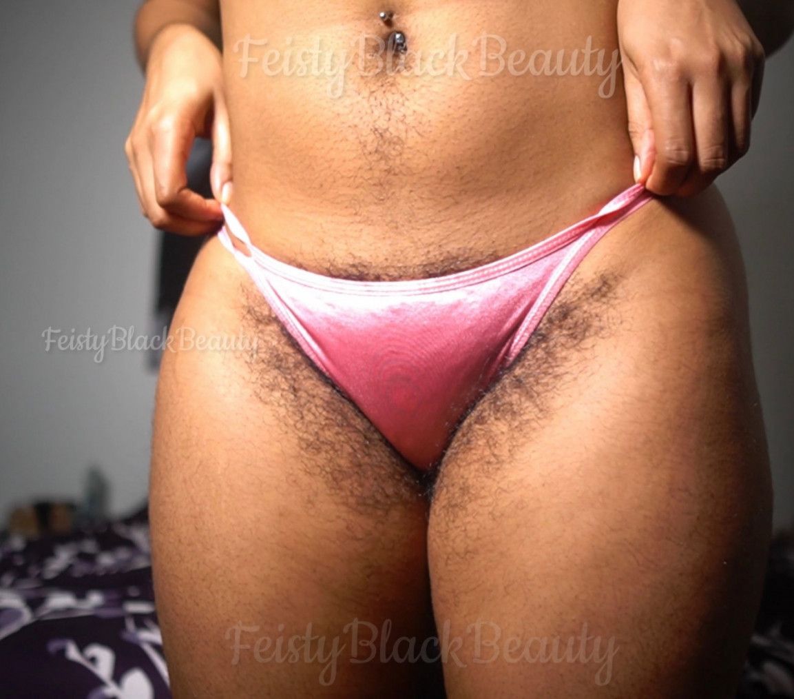 CUSTOM WEAR Pink Satin Bikini Panties Ebony Hairy