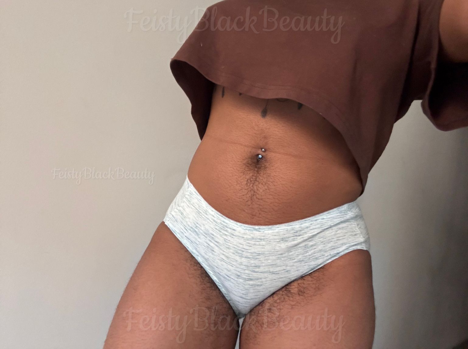 CUSTOM WEAR Pale Blue Cotton Bikini Panties Hairy Ebony Bush