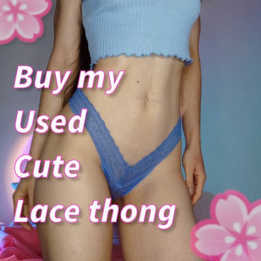 Buy my USED CUTE BLUE  LACE THONG