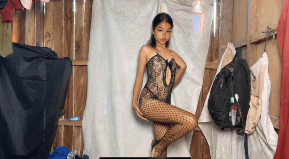 Sexy Fishnet and Flower Bodysuit