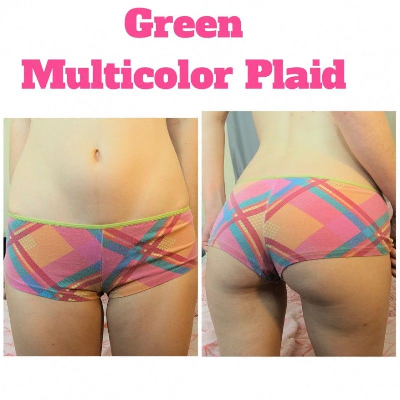 Green Multicolor Plaid Boyshorts