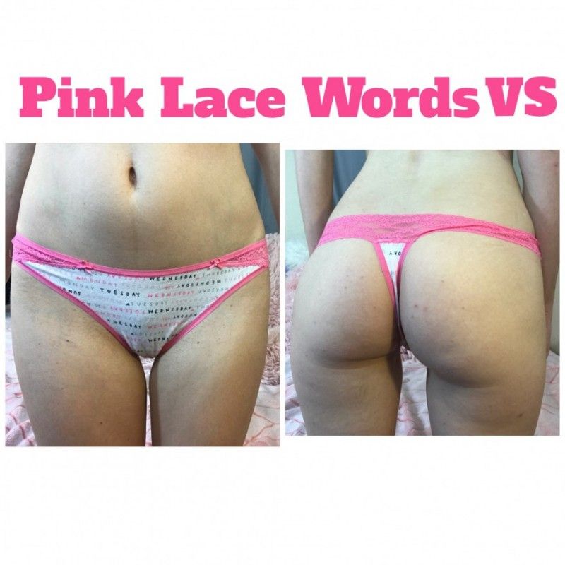 Pink Lace Words  Victoria Secret Thong