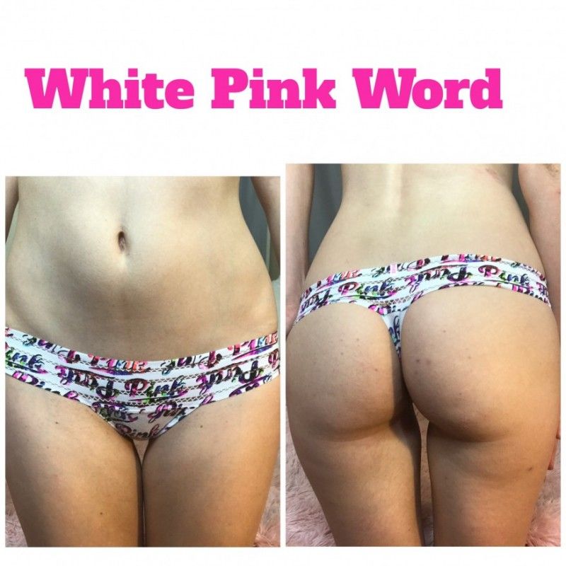 White Pink Word Victoria Secret Panties