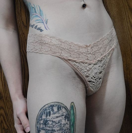 Peach Lace Thong