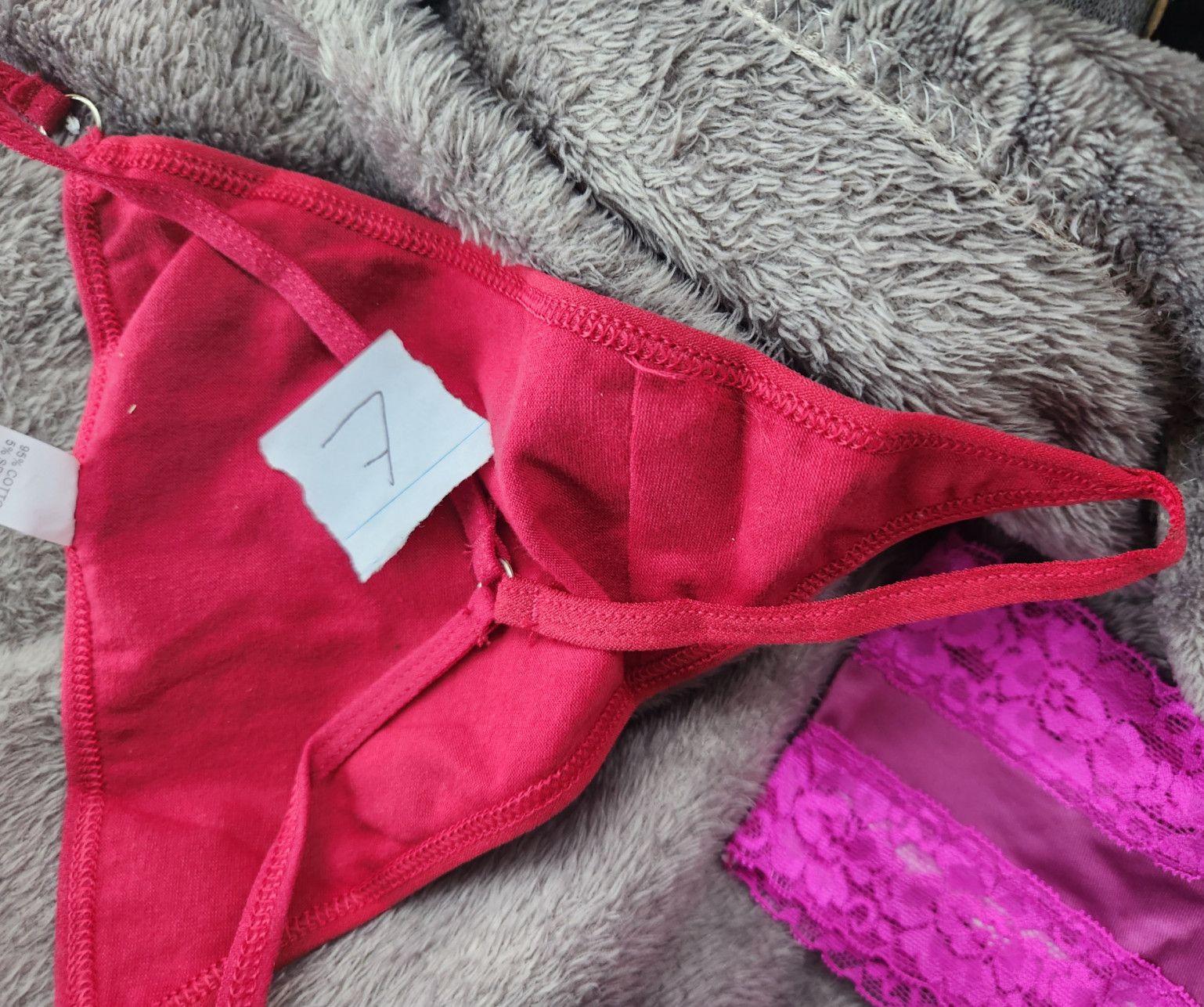 Super slutty red panties worn to your liking