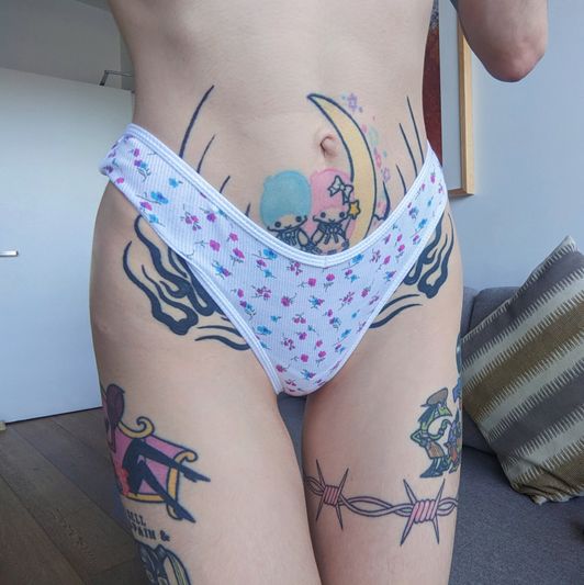 Used white floral panties