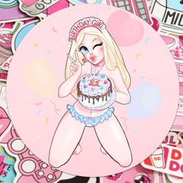 Birthday Girl Sticker CIRCLE DESIGN