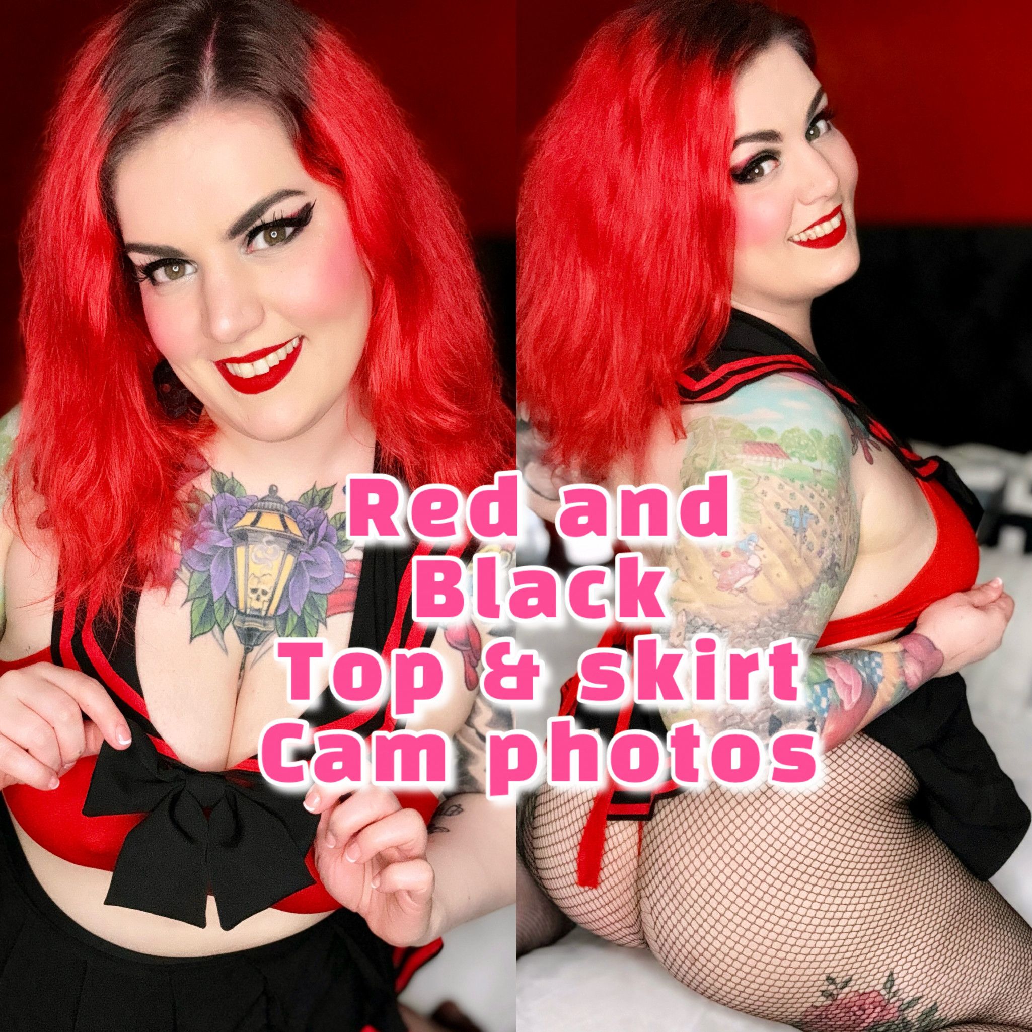 Red and Black Top n Skirt Cam Photos