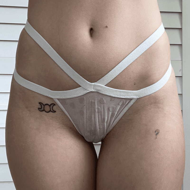 Cute Strappy Mesh Heart Thong