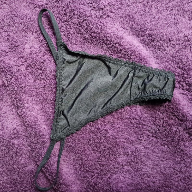 Black Silky cotton thong