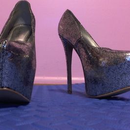 Silver Glitter Sparkle Pumps Size 8 12