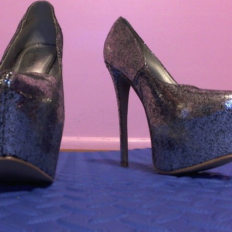 Silver Glitter Sparkle Pumps Size 8 12