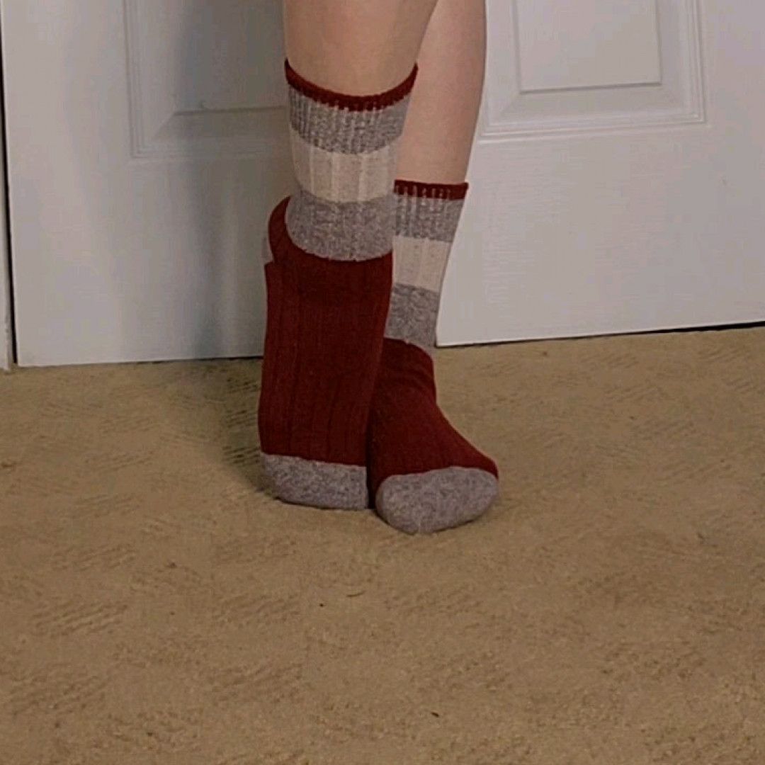 gray and red socks