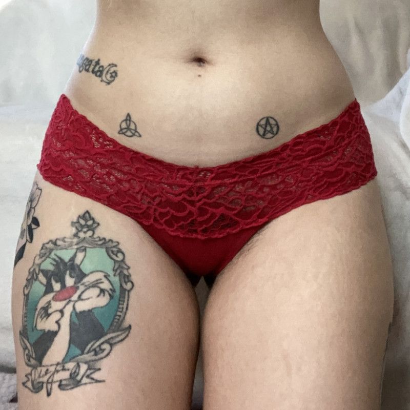 Red Lace Top Cotton Thong