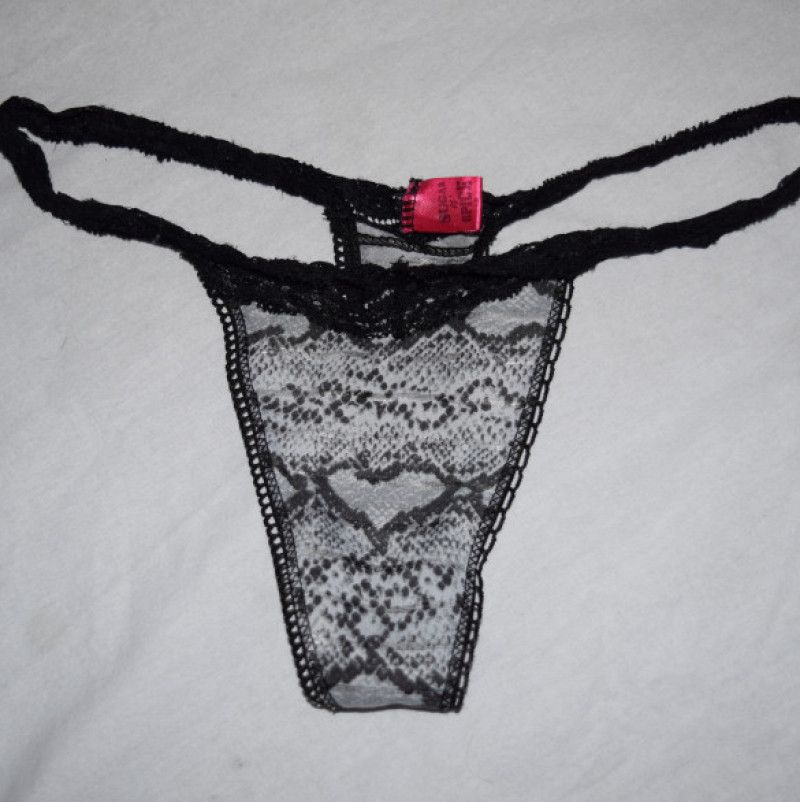 Black Snake Skin Print Thong