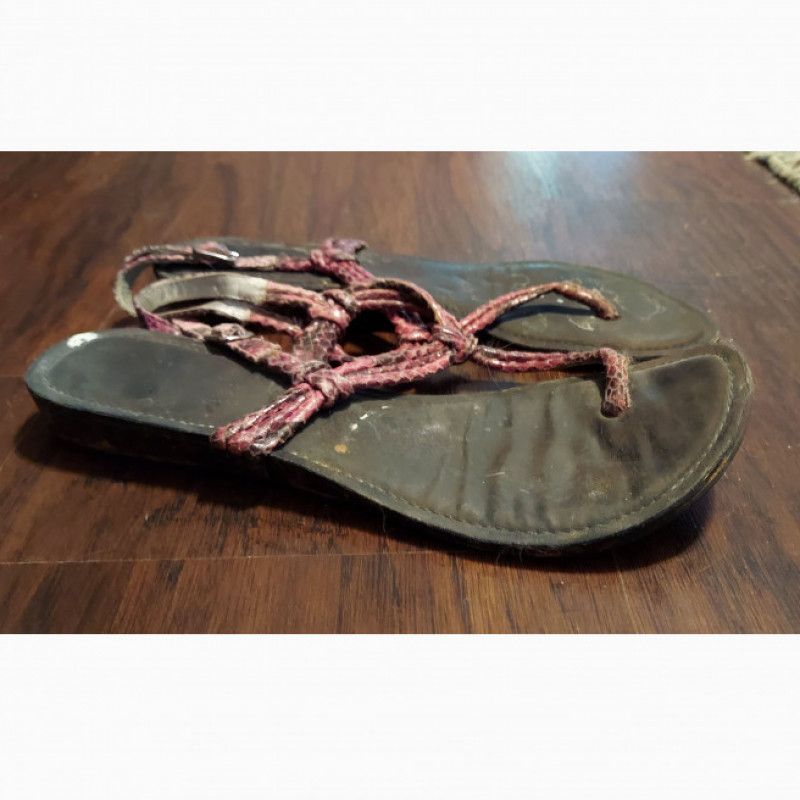 EXTREMELY WORN MUDDY SANDALS