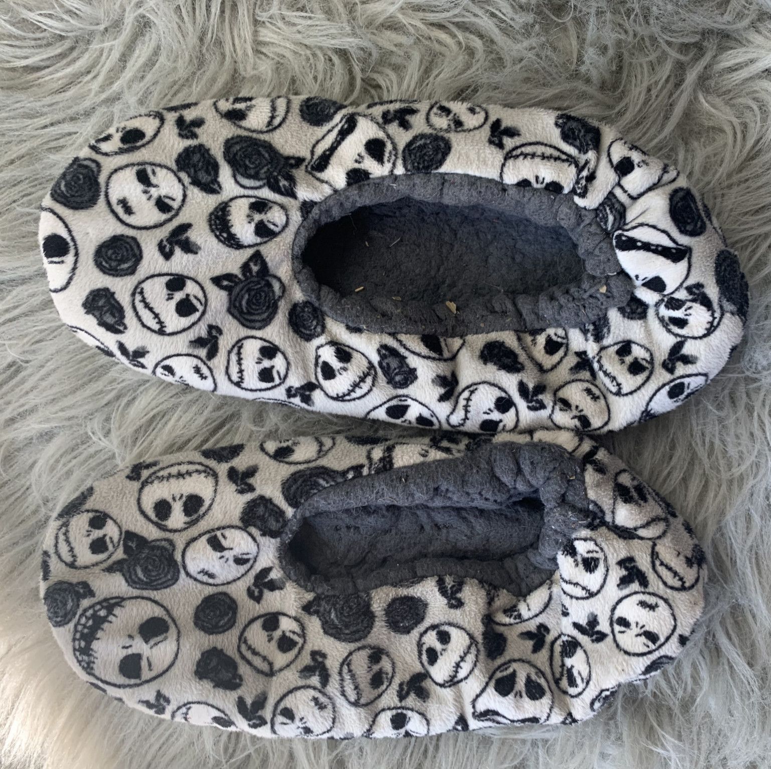 Worn Jack Skellington Fuzzy House Slippers