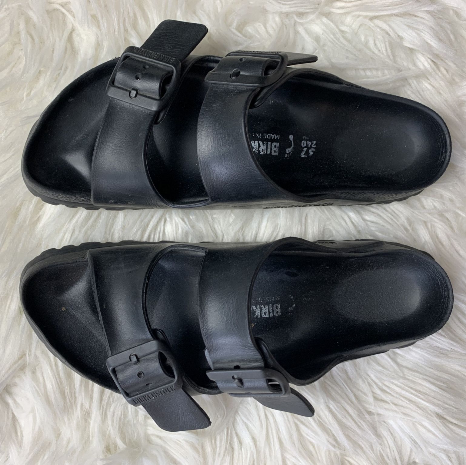 Used and Sunshrunk Birkenstock Arizona EVAs