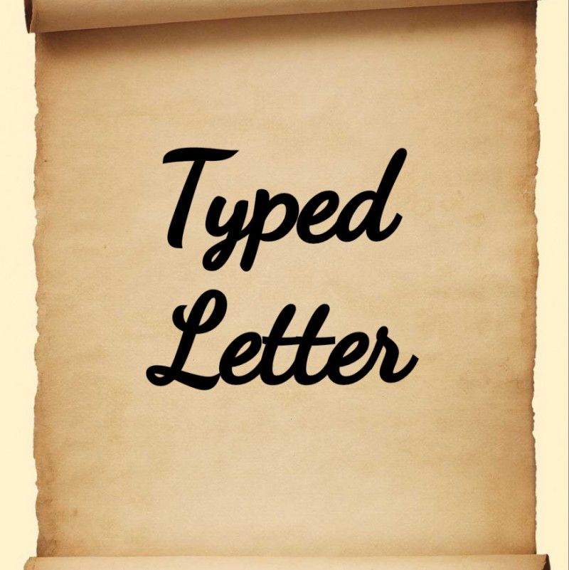 Hand typed letter