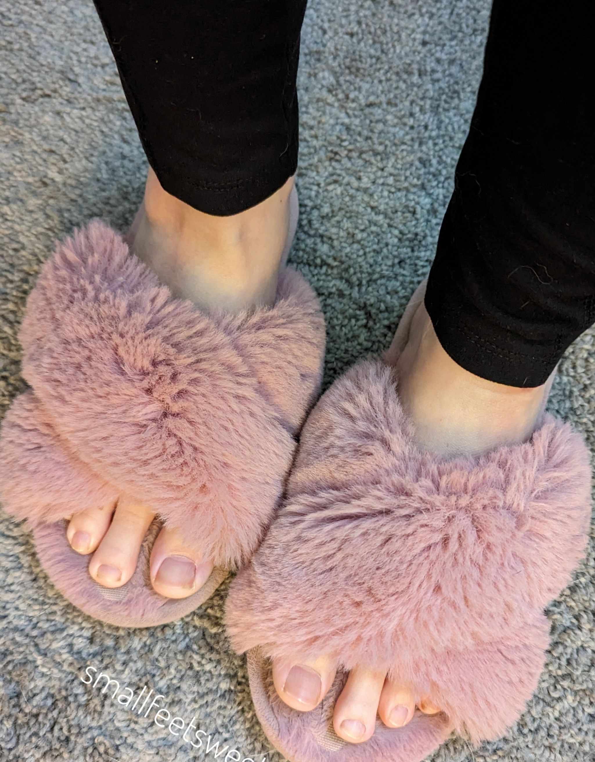 Dirty Well Worn Fuzzy Pink Slippers