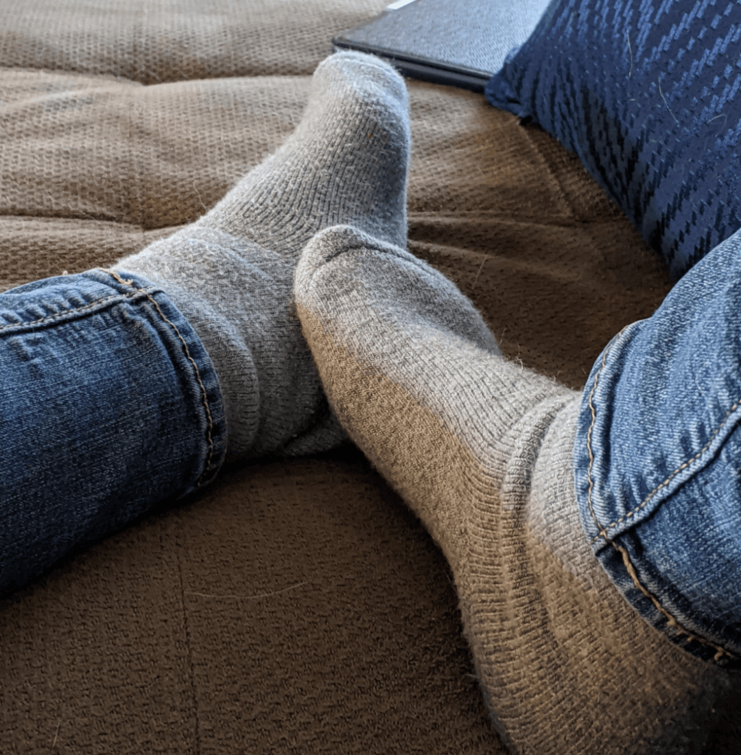 Grey Fuzzy Well Worn Socks