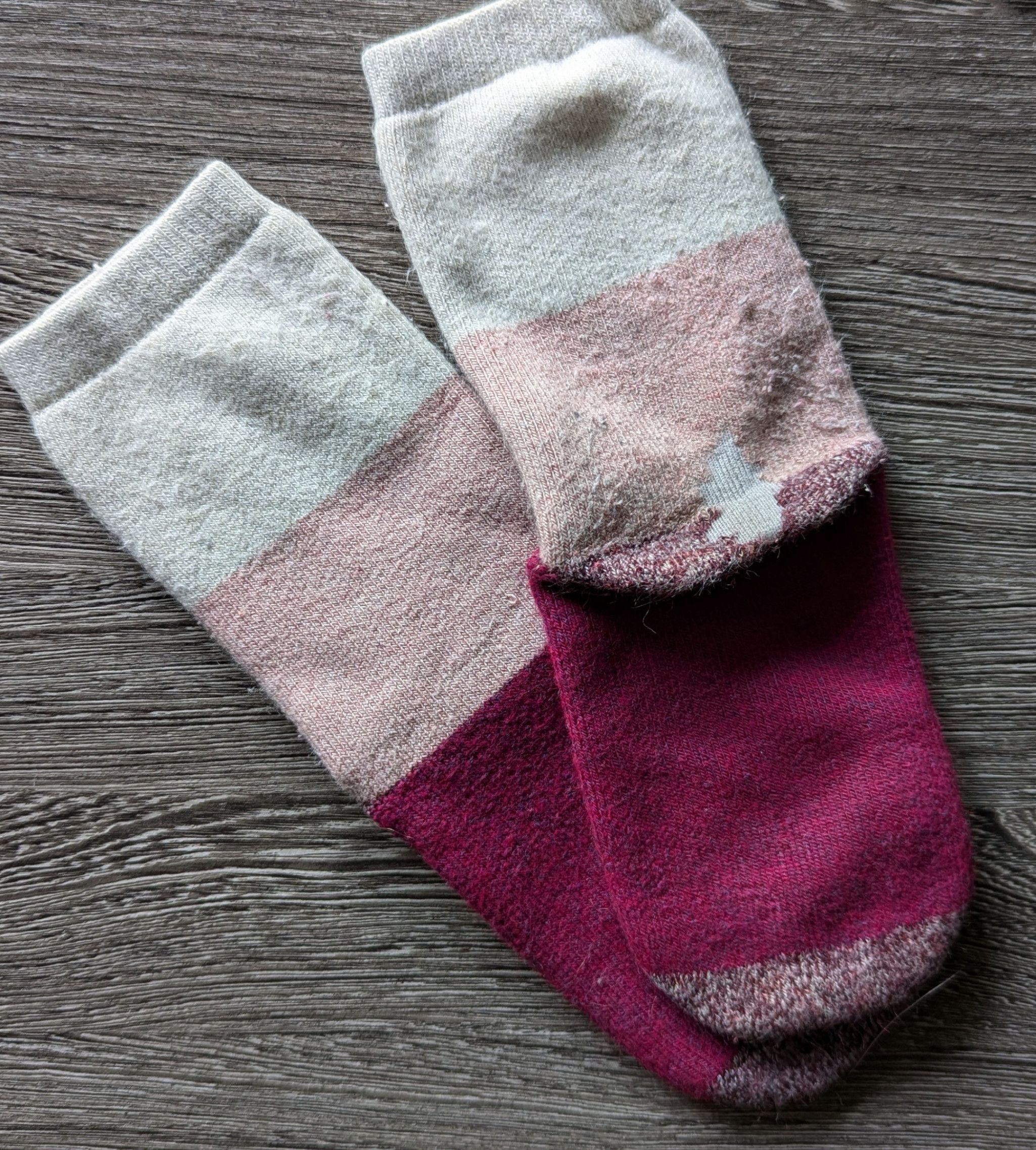 Well Worn Pink Fuzzy Socks