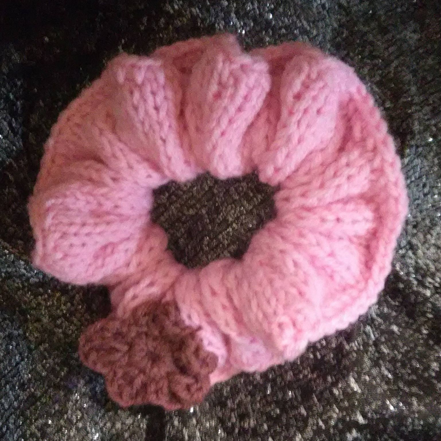 handmade pink flower scrunchie