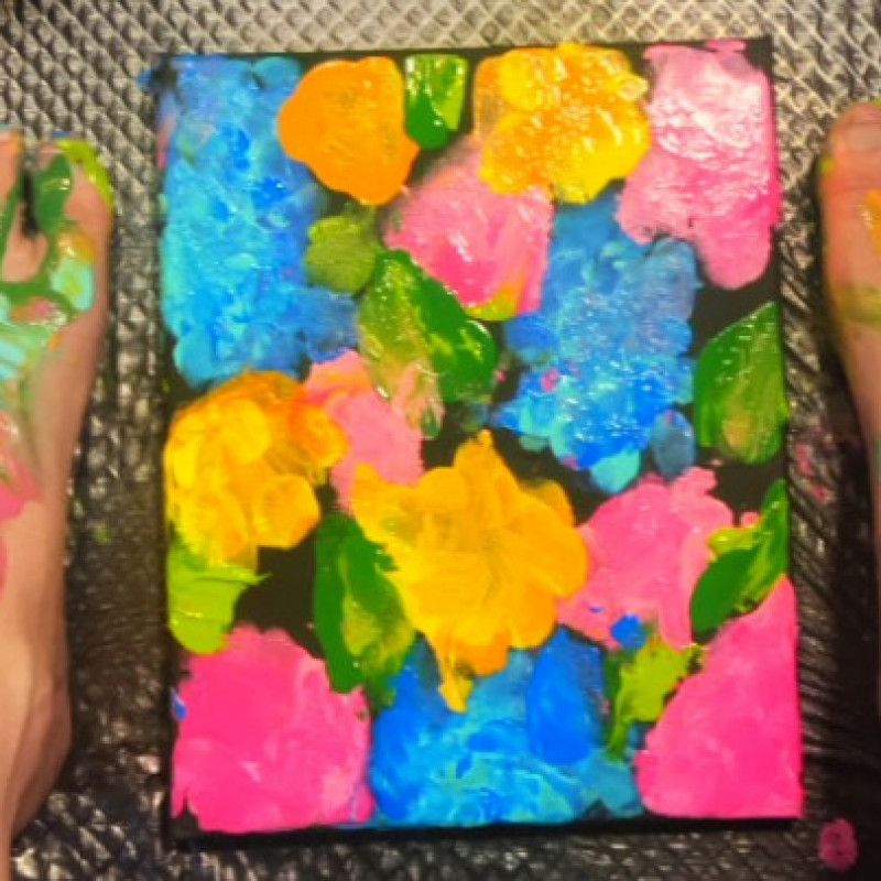 Toe foot painting abstract floral