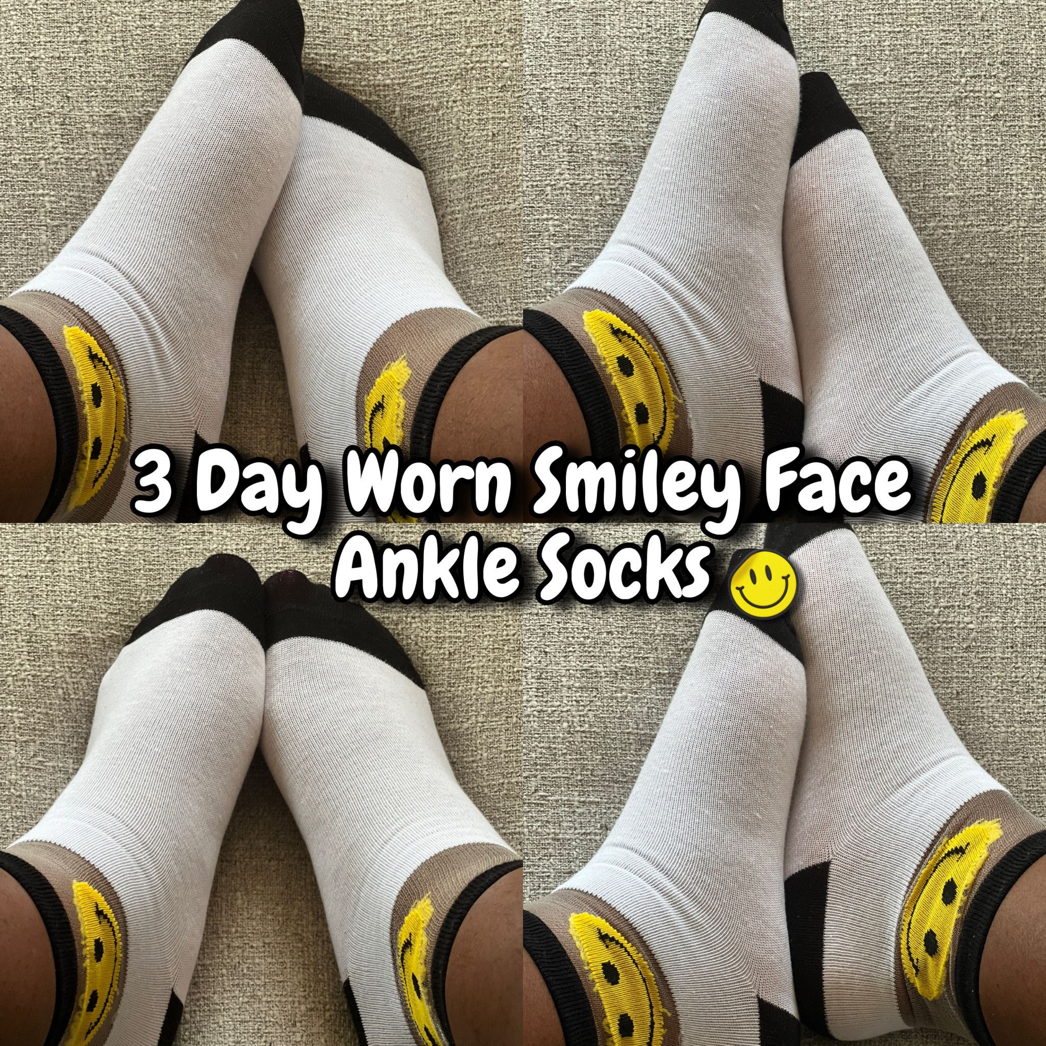 3 Day Worn Smiley Face Ankle Socks