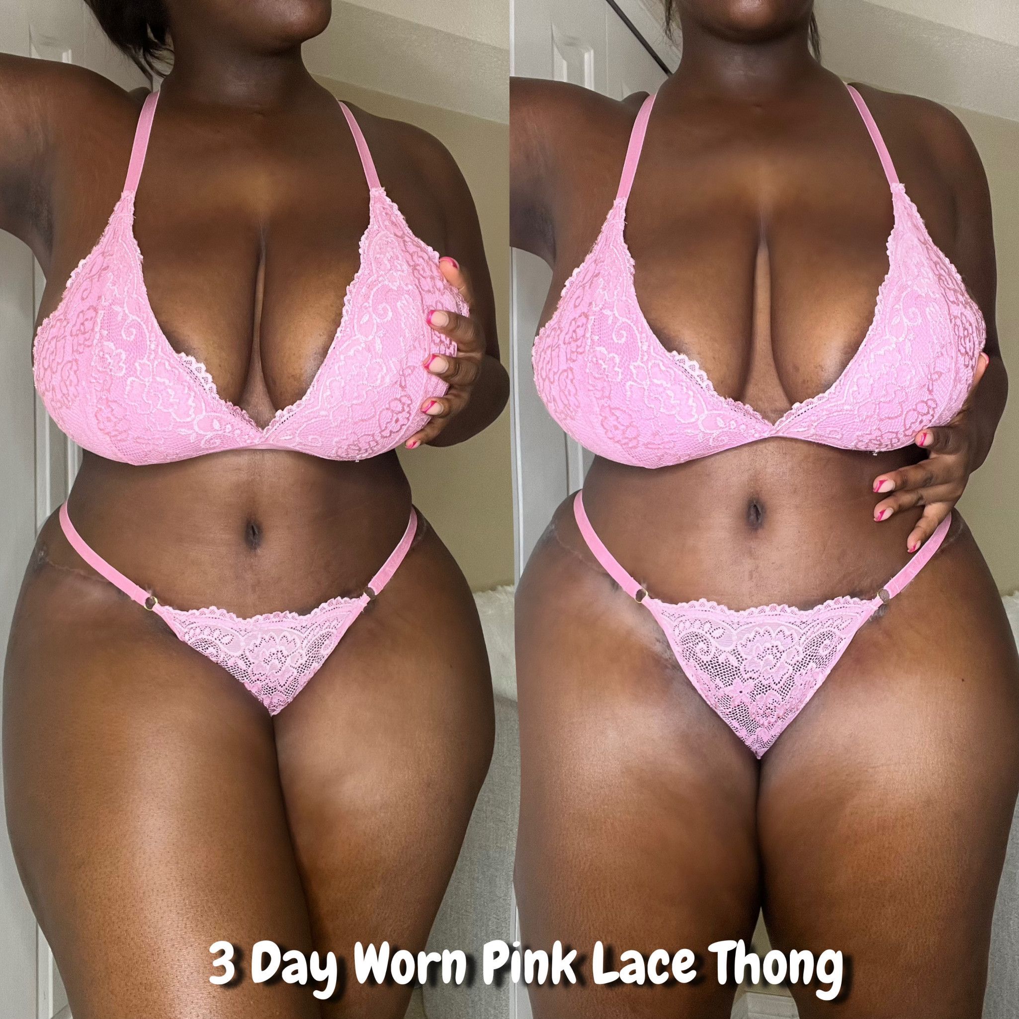 2 Day Worn Pink Lace Thong