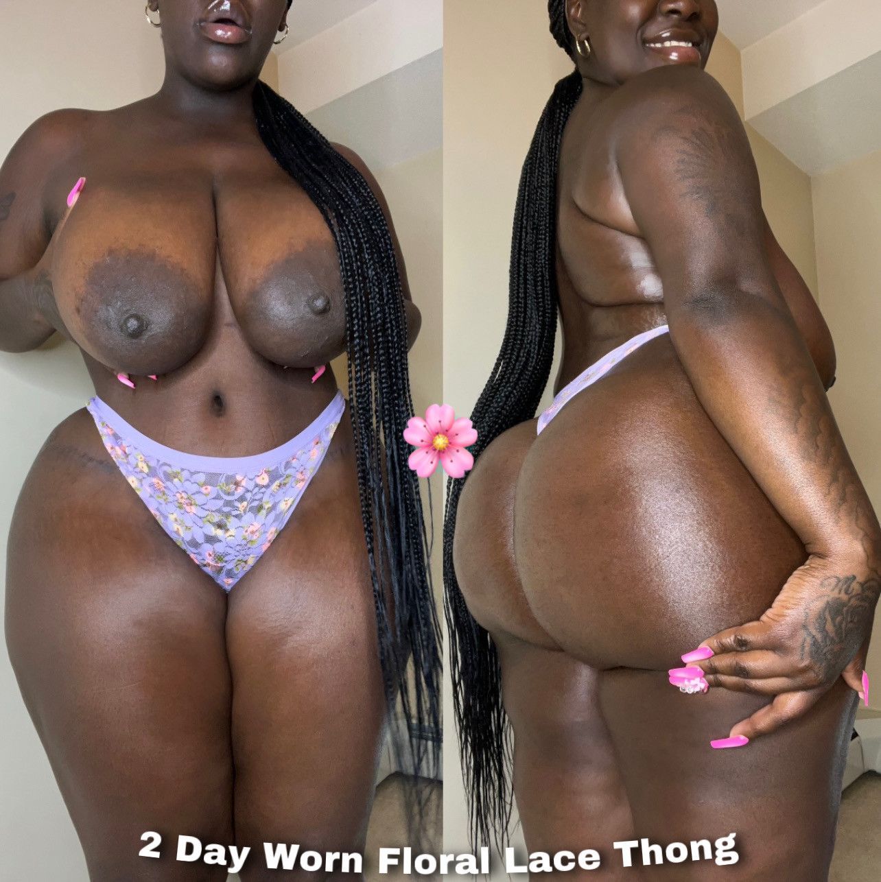 2 Day Worn Floral Lace Thong