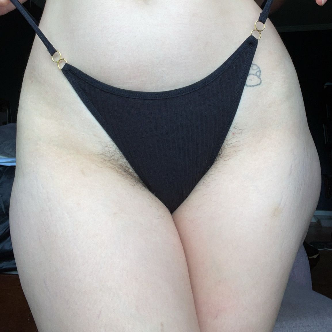 Black cotton thong