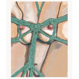 Shibari Art Print: Anja Bound 3 Green