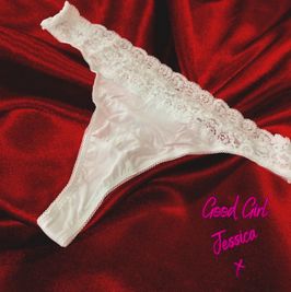 White Cotton Lace Thong