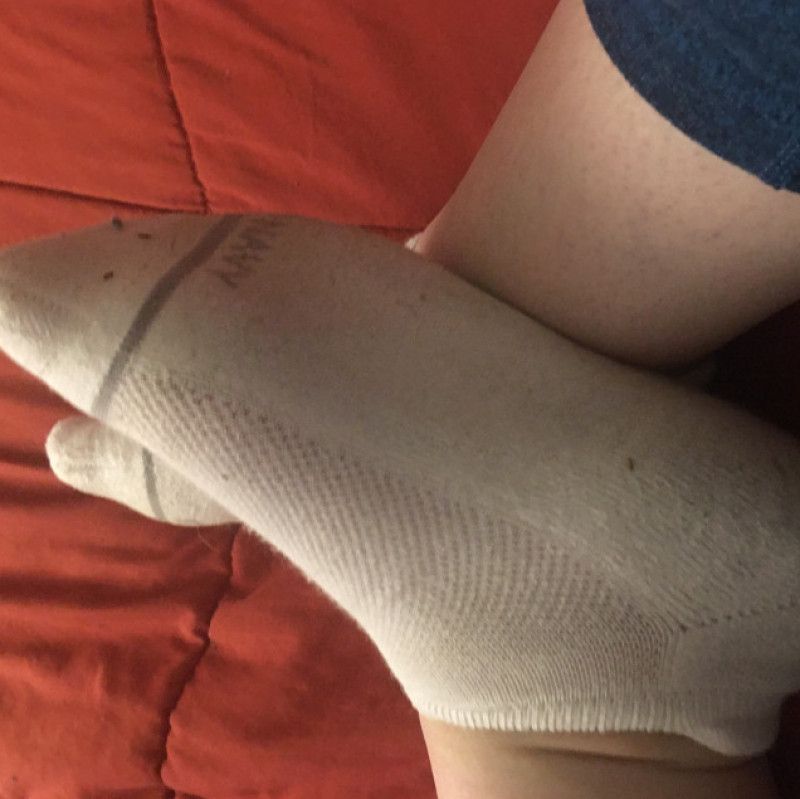 White worn dirty socks