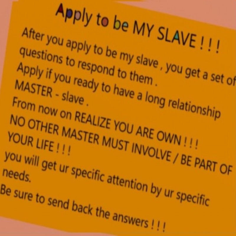 Apply for slave place ! ! !