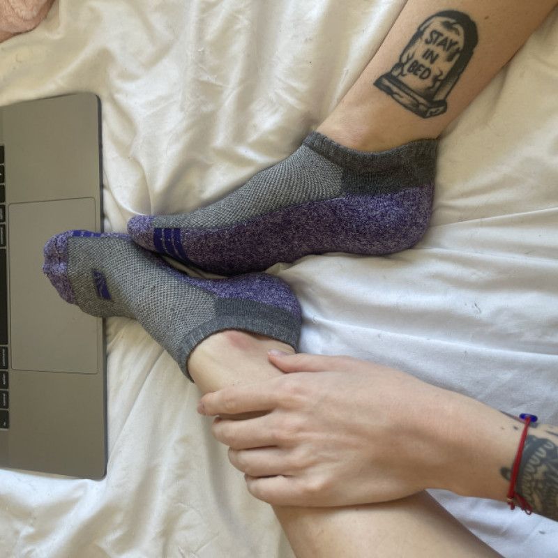 Grey and Purple Ankle Socks