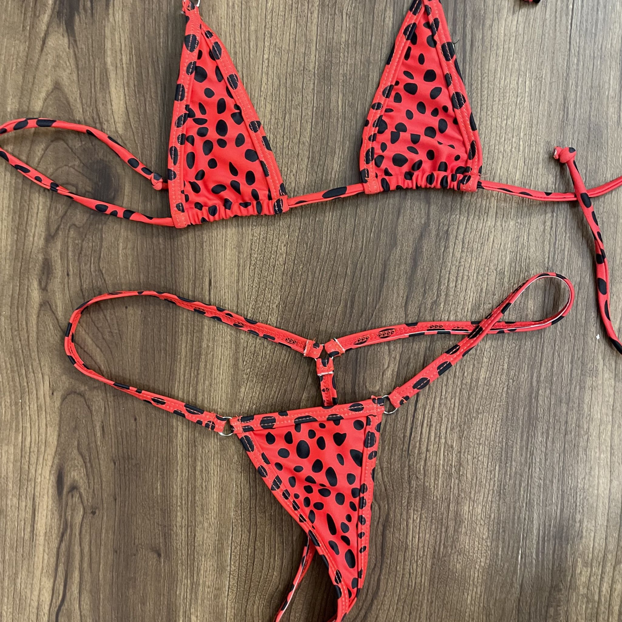 Red and Black Micro Bikini with Video