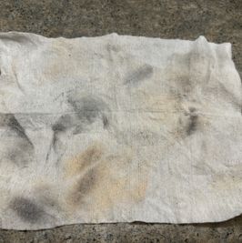 Makeup wipe used after filming