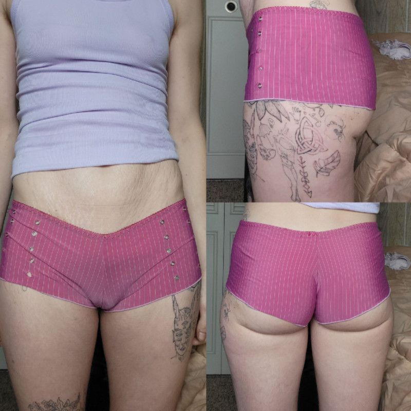 silky stripe pink boy bshort panties