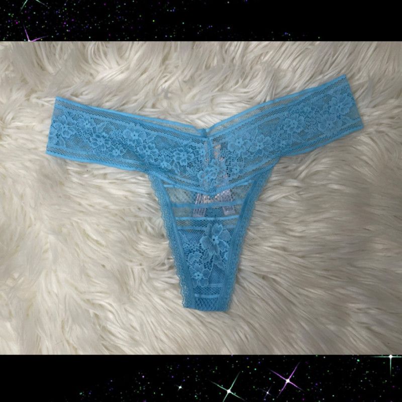 VS Blue Lacey Thong Panties!