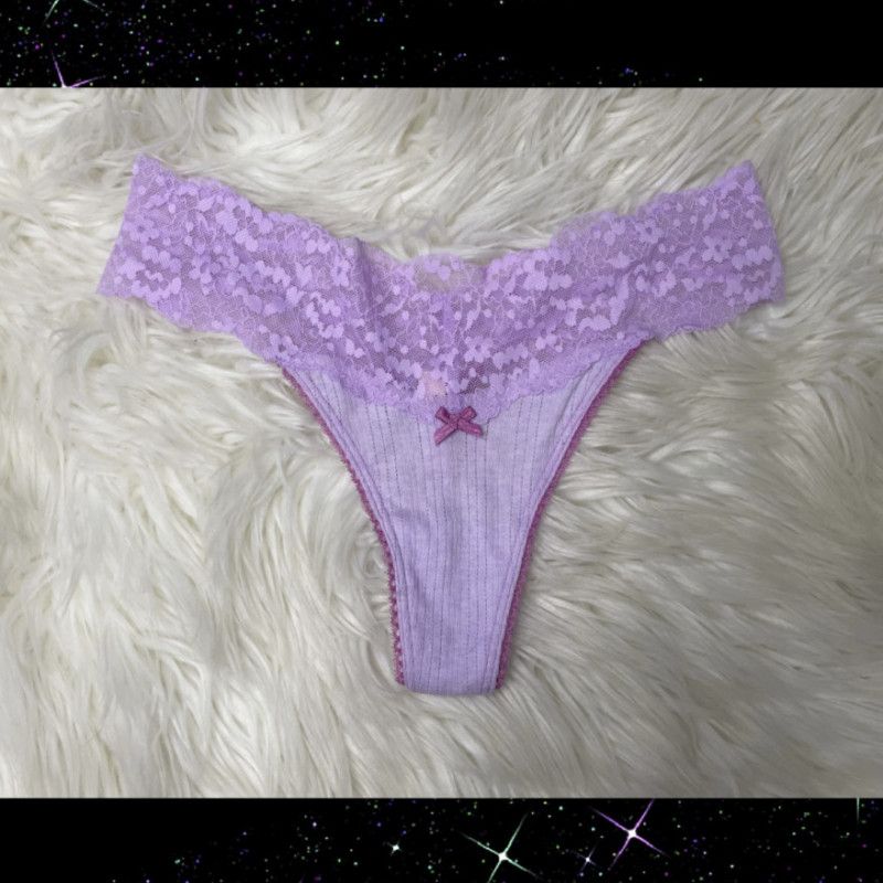 VS Purple Lacey Bow Thong Panties!